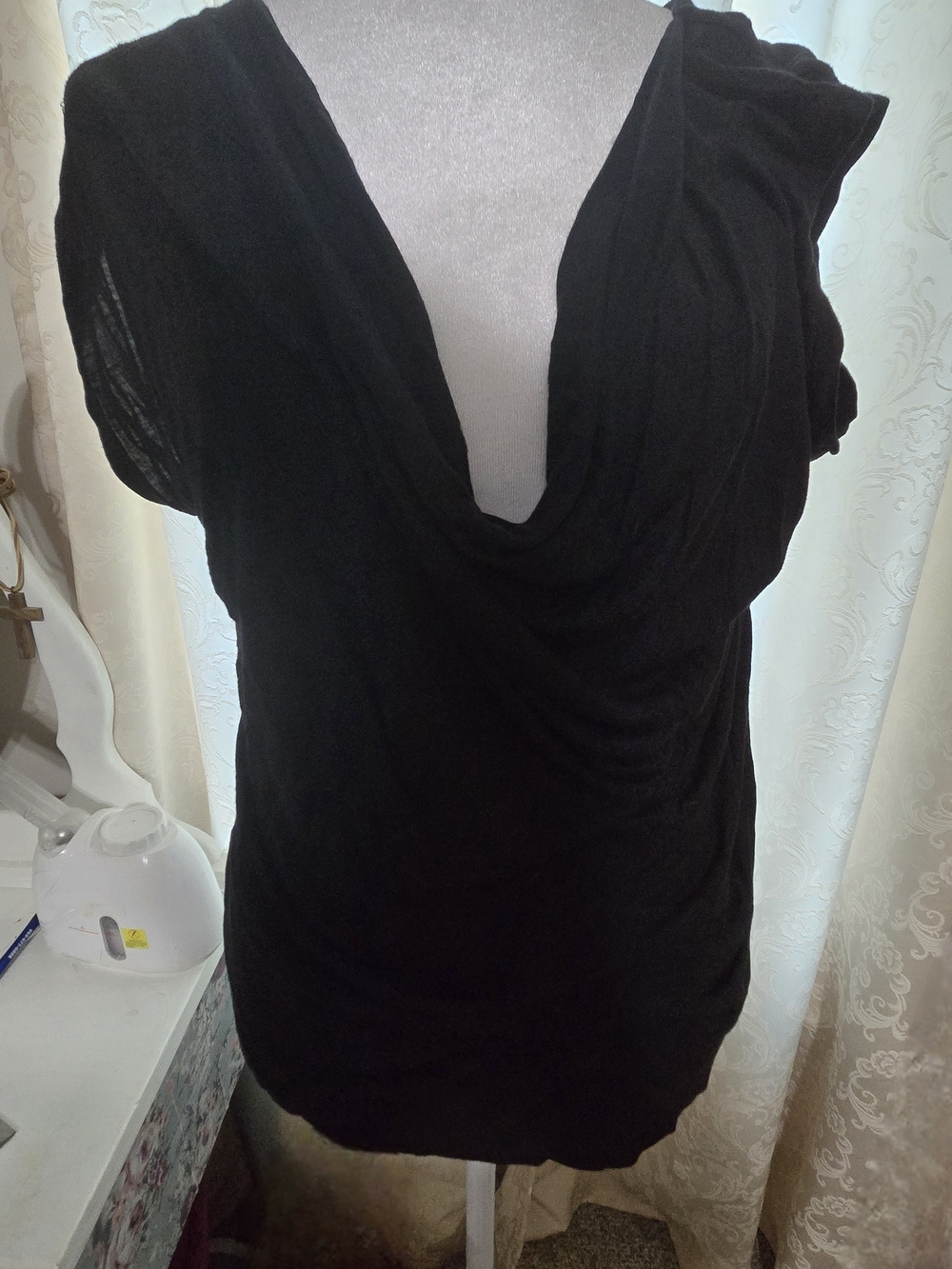 MICHAEL Michael Kors Black Draped Cowl Neck Tunic